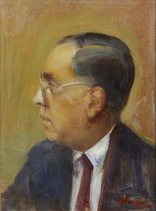 POMI ALESSANDRO (1890 - 1976) - Ritratto d'uomo di profilo