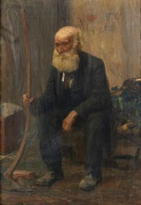 TUBINO CESARE (1899 - 1990) - Ritratto di anziano contadino