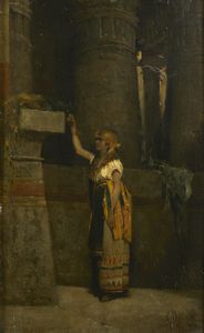 MARCHETTI LUDOVICO (1853 - 1909) - Donna egiziana con pavone