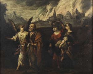 ARTISTA DEL XVII SECOLO - Lot e le figlie in fuga da Sodoma