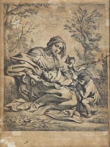 SHUT CORNELIS (1612 - 1655) : Da. Coppia di incisioni raffiguranti Madonna con Bambino e San Giovannino  - Asta Asta 449 | ARTE ANTICA E DEL XIX SECOLO Virtuale - Associazione Nazionale - Case d'Asta italiane