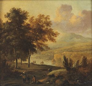 WYNANTS JAN (1632 - 1684) - Paesaggio boschivo con personaggi
