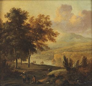 WYNANTS JAN (1632 - 1684) - Paesaggio boschivo con personaggi