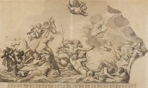 CESIO CARLO (1626 - 1686) - Da. Nettuno placa la tempesta scatenata da Eolo per distruggere la flotta di Enea