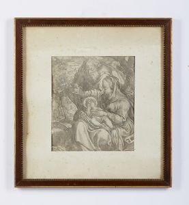 INCISORE DEL XVIII SECOLO : Riposo durante la fuga in Egitto  - Asta Asta 449 | ARTE ANTICA E DEL XIX SECOLO Virtuale - Associazione Nazionale - Case d'Asta italiane