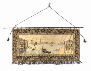 . - Arazzo veneziano in cotone raffigurante il Canal Grande da Piazza San Marco. Italia, XIX sec.