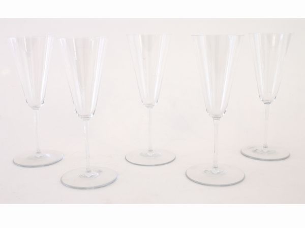Serie di dodici flutes in cristallo, Baccarat  - Asta Casa Lazzi - parte prima Arredi, dipinti, vetri di Murano, curiosit� - Associazione Nazionale - Case d'Asta italiane