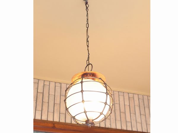 Lampadario in ottone in stile marina  - Asta Casa Lazzi - parte prima Arredi, dipinti, vetri di Murano, curiosit� - Associazione Nazionale - Case d'Asta italiane