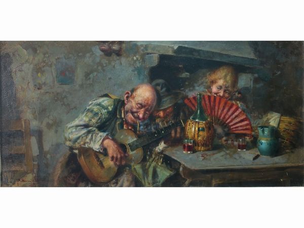 Tito Pellicciotti : In osteria  - Asta Casa Lazzi - parte prima Arredi, dipinti, vetri di Murano, curiosit� - Associazione Nazionale - Case d'Asta italiane