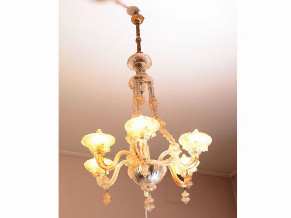 Piccolo lampadario in vetro soffiato di Murano  - Asta Casa Lazzi - parte prima Arredi, dipinti, vetri di Murano, curiosit� - Associazione Nazionale - Case d'Asta italiane