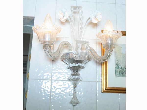 Coppia di appliques in vetro soffiato di Murano  - Asta Casa Lazzi - parte prima Arredi, dipinti, vetri di Murano, curiosit� - Associazione Nazionale - Case d'Asta italiane