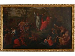 Seguace di Nicolas Poussin, XVIII/XIX secolo - Mos fa scaturire l'acqua dalla roccia
