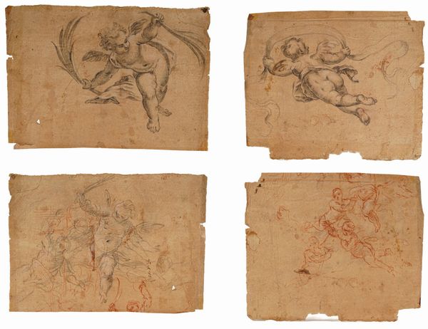 Scuola del XVIII secolo Studi di putti  - Asta Dipinti Antichi - Associazione Nazionale - Case d'Asta italiane