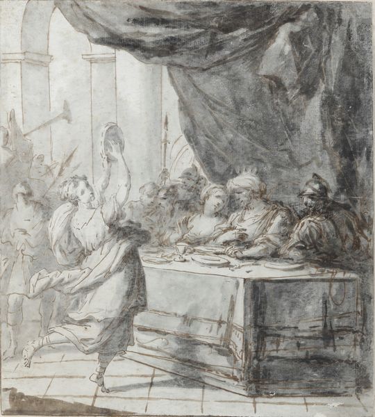 Scuola bolognese del XVIII secolo Banchetto di Erode  - Asta Dipinti Antichi - Associazione Nazionale - Case d'Asta italiane