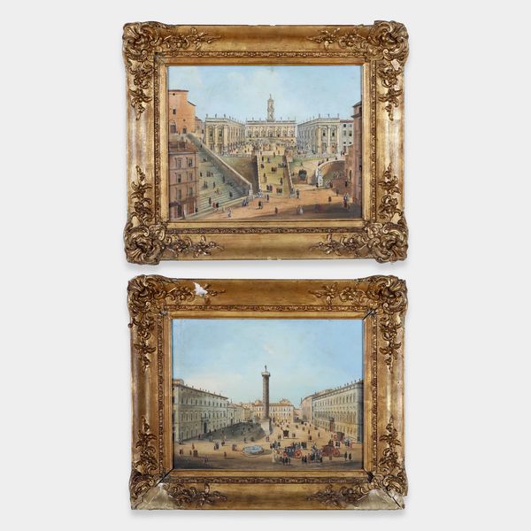 Scuola del XIX secolo Vedute di Roma  - Asta Dipinti Antichi - Associazione Nazionale - Case d'Asta italiane