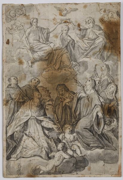 Scuola del XVII secolo Incoronazione della Vergine con santi  - Asta Dipinti Antichi - Associazione Nazionale - Case d'Asta italiane