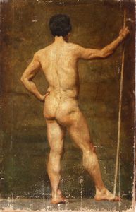 Scuola del XIX secolo Nudo di schiena  - Asta Dipinti Antichi - Associazione Nazionale - Case d'Asta italiane