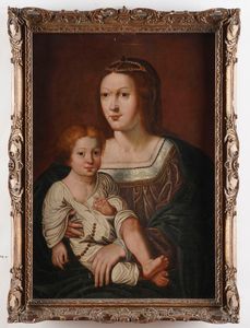 Scuola del XVI-XVII secolo Madonna con Bambino  - Asta Dipinti Antichi - Associazione Nazionale - Case d'Asta italiane