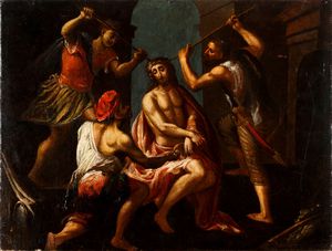 Scuola italiana del XVII secolo Flagellazione di Cristo  - Asta Dipinti Antichi - Associazione Nazionale - Case d'Asta italiane
