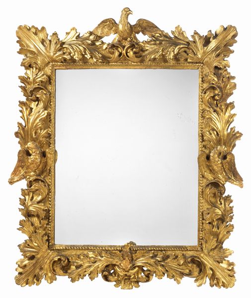 Specchiera in legno intagliato e dorato  - Asta Importanti Arredi, Maioliche, Sculture e Dipinti Antichi - Associazione Nazionale - Case d'Asta italiane