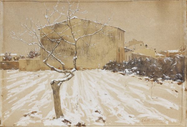 Adolfo Tommasi : Paesaggio nevoso  - Asta Importanti Arredi, Maioliche, Sculture e Dipinti Antichi - Associazione Nazionale - Case d'Asta italiane