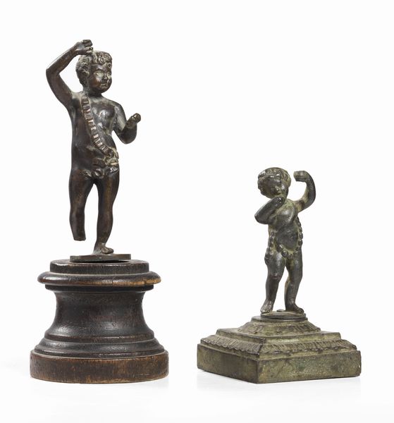 Ignoto scultore scuola veneta fine XVI secolo : Due opere raffiguranti �Putto danzante�  - Asta Importanti Arredi, Maioliche, Sculture e Dipinti Antichi - Associazione Nazionale - Case d'Asta italiane