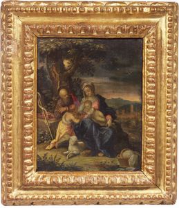 Scuola emiliana del XVI secolo - Sacra Famiglia con San Giovannino
