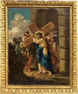 Scuola emiliana del XVII secolo - Ges  caricato della croce