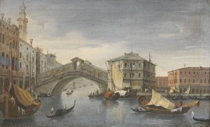 Ignoto del XIX secolo - Ponte di Rialto a Venezia e Riva degli Schiavoni a Venezia