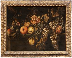 Paolo Antonio Barbieri (attr. a) - Natura morta con grappoli d'uva, melograni e fichi