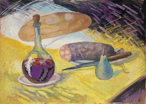 Quinto Martini - Natura morta con salame