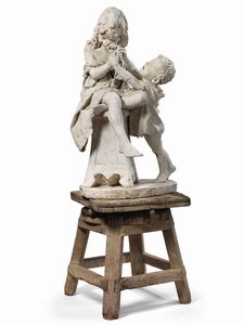 Ignoto scultore fine XIX secolo - Il pianto (Bambino che consola la sorella)
