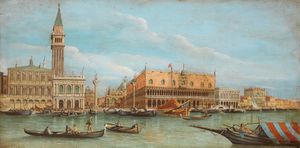 Ignoto fine XIX secolo - Veduta di Palazzo Ducale a Venezia e Veduta della Chiesa della Salute a Venezia