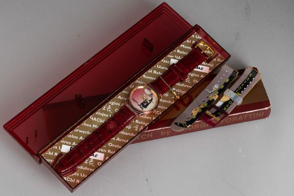 Giorgio Forattini : Orologio al quarzo con cinturino in gomma Forattini con astuccio originale, 40x35 mm  - Asta Watches - Associazione Nazionale - Case d'Asta italiane
