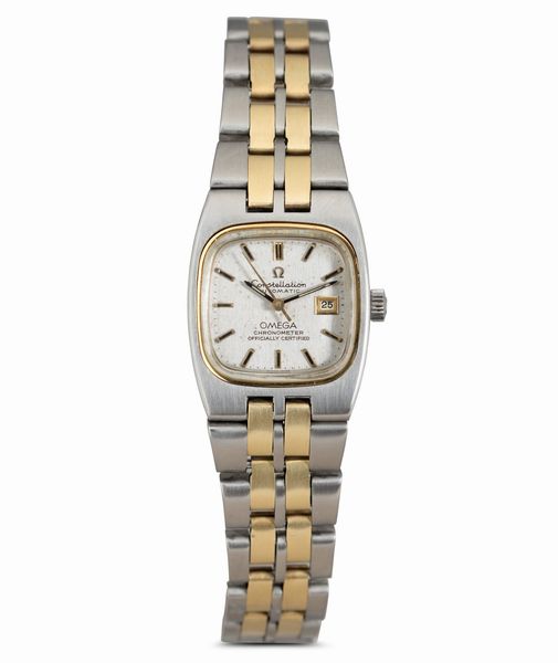 OMEGA : Costellation Lady acciaio e oro automatico, quadrante Argent� con datario, 32 mm  - Asta Watches - Associazione Nazionale - Case d'Asta italiane