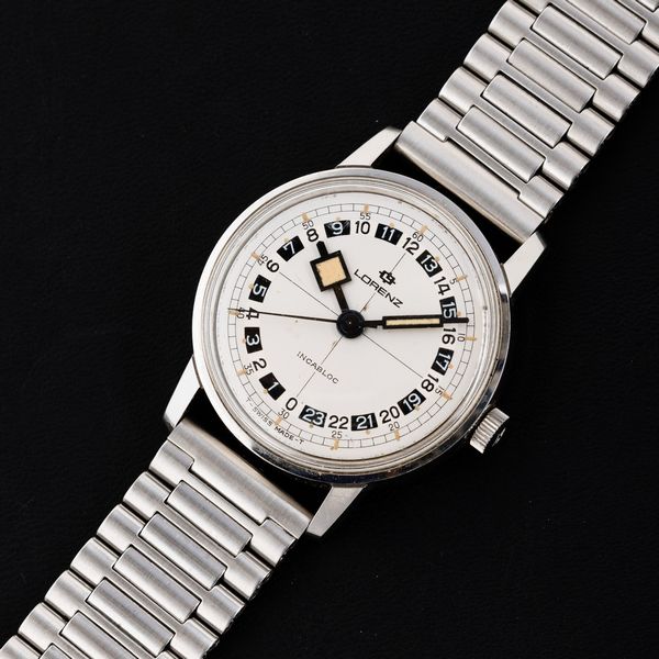 LORENZ : Orologio solo tempo in acciaio carica manuale con bracciale in acciaio, 34,5 mm  - Asta Watches - Associazione Nazionale - Case d'Asta italiane