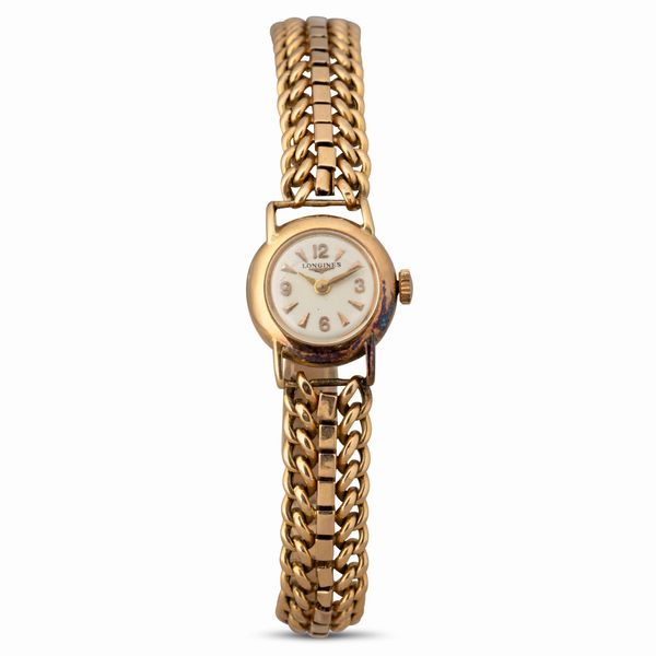 LONGINES : Lady in oro giallo 18k carica manuale, bracciale di produzione nazionale 18 mm  - Asta Watches - Associazione Nazionale - Case d'Asta italiane