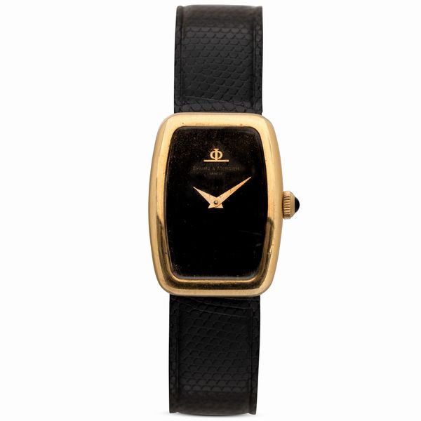Baume & Mercier : Modello Faberg� in oro giallo 18k, quadrante in onice movimento al quarzo, 28x21 mm  - Asta Watches - Associazione Nazionale - Case d'Asta italiane