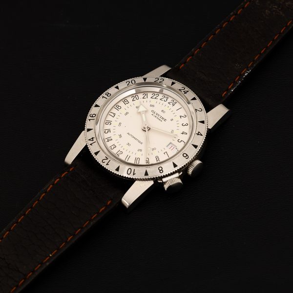 GLYCINE : Airman GMT in acciaio automatico con datario e doppio fuso orario, quadrante Argent�, 36 mm  - Asta Watches - Associazione Nazionale - Case d'Asta italiane