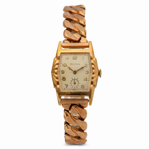 Bulova : Orologio da donna laminato con bracciale elastico, carica manuale, quadrante argent�, 38x28 mm  - Asta Watches - Associazione Nazionale - Case d'Asta italiane