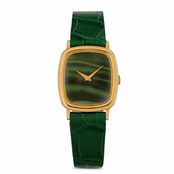 Baume & Mercier : Ellipse in oro giallo 18k carica manuale, quadrante color verde malachite, chiusura deployante, 27 mm  - Asta Watches - Associazione Nazionale - Case d'Asta italiane
