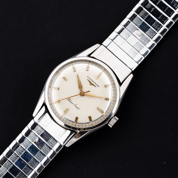 LONGINES : Silver Arrow in acciaio, carica manuale quadrante argent� con indici dorati, 32 mm  - Asta Watches - Associazione Nazionale - Case d'Asta italiane