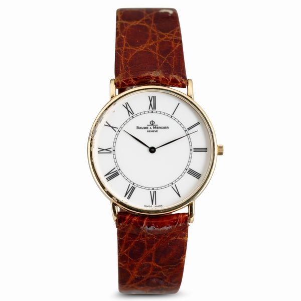 Baume & Mercier : Solo tempo in oro giallo al quarzo, quadrante bianco numeri Romani, con scatola e garanzia, 33 mm  - Asta Watches - Associazione Nazionale - Case d'Asta italiane
