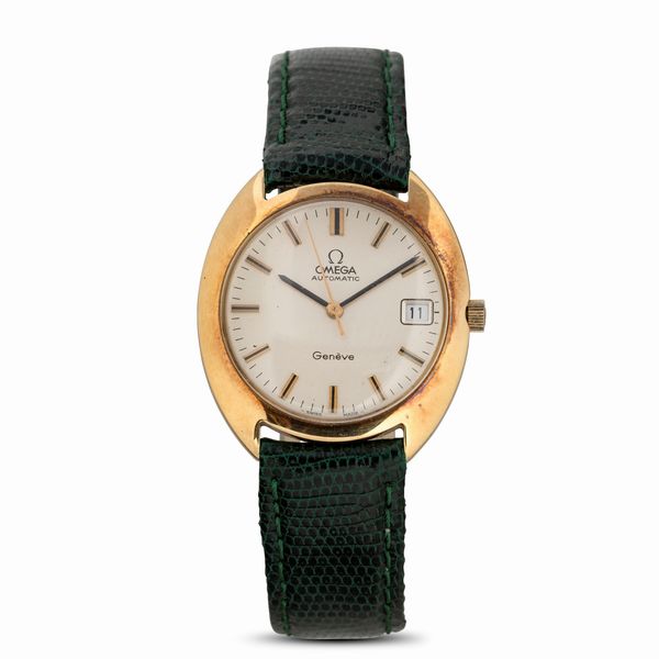 OMEGA : Geneve in oro giallo 18k automatico con datario, quadrante Argent�, 33x35 mm  - Asta Watches - Associazione Nazionale - Case d'Asta italiane
