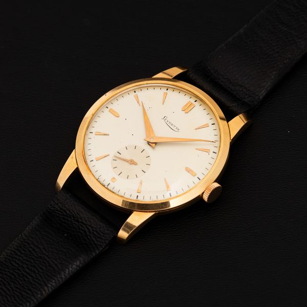 levrette : Solo tempo in oro giallo 18k, carica manuale NOS, quadrante Argent� con indici applicati, 36 mm  - Asta Watches - Associazione Nazionale - Case d'Asta italiane