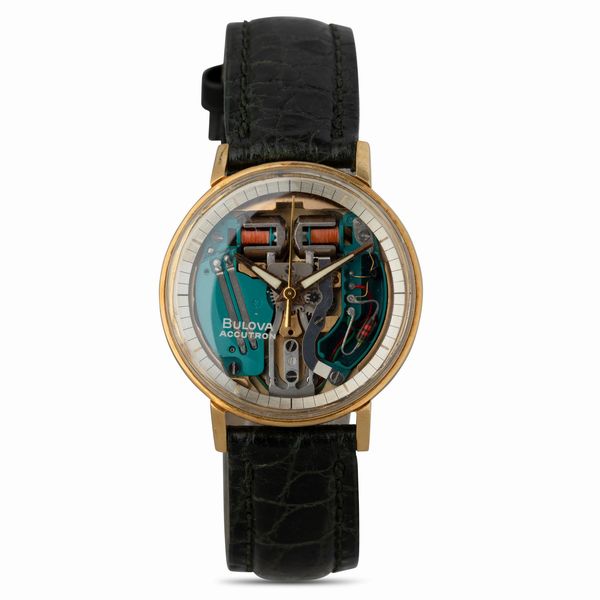 Bulova : Accutron Spaceview in oro giallo 18k, movimento elettromeccanico con scatola e garanzia, 35,5 mm  - Asta Watches - Associazione Nazionale - Case d'Asta italiane