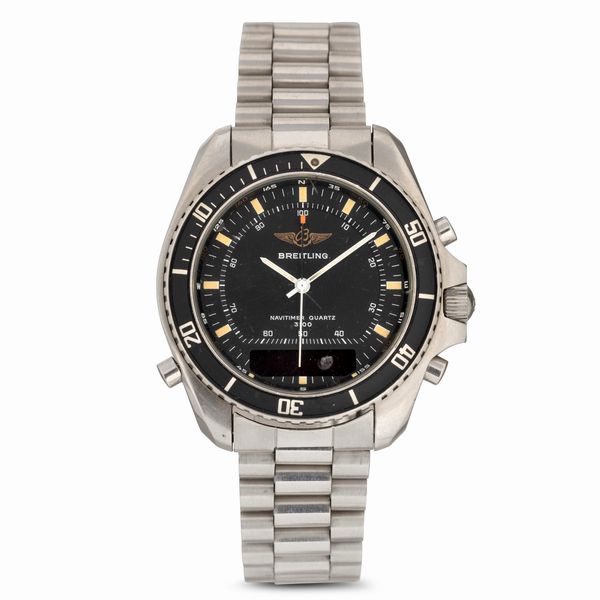 Breitling : Navitimer quartz in acciaio analogico e digitale al quarzo, quadrante nero opaco, 39 mm  - Asta Watches - Associazione Nazionale - Case d'Asta italiane