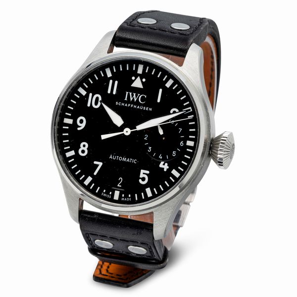 IWC : Big Pilot 8 days, in acciaio movimento automatico, quadrante nero, numeri Arabi e indicazione della data ad ore 6, 46 mm  - Asta Watches - Associazione Nazionale - Case d'Asta italiane