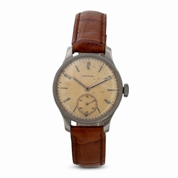 LONGINES : Calatrava solo tempo carica manuale in acciaio, quadrante Argent� piccoli secondi, 32 mm  - Asta Watches - Associazione Nazionale - Case d'Asta italiane