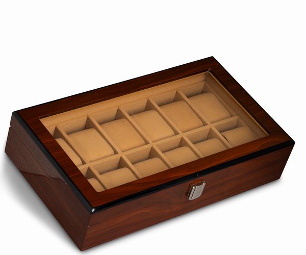 Scatola orologi 12 posti in legno con display in vetro, 37x21,5 mm  - Asta Watches - Associazione Nazionale - Case d'Asta italiane